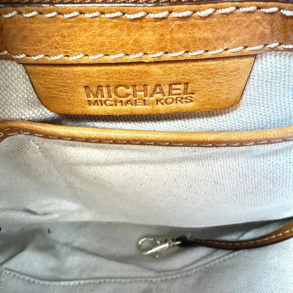 MICHAEL KORS Vintage Cognac Brown Studded Leather Buckle Hobo Bag Large - Picture 8 of 8